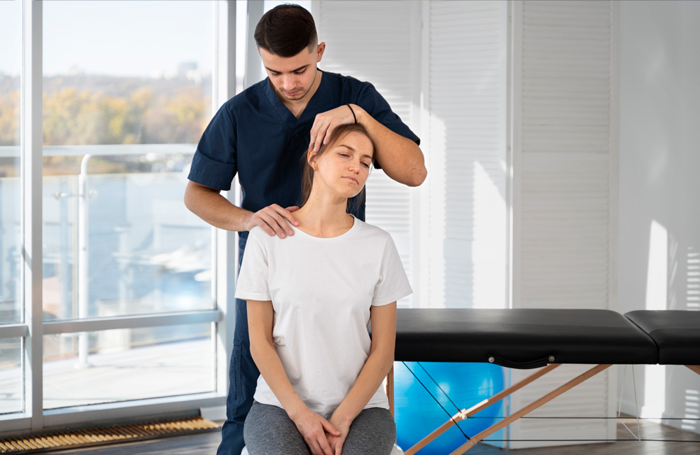 Terapeuta de QuiroNatural en sesión de revisión de columna